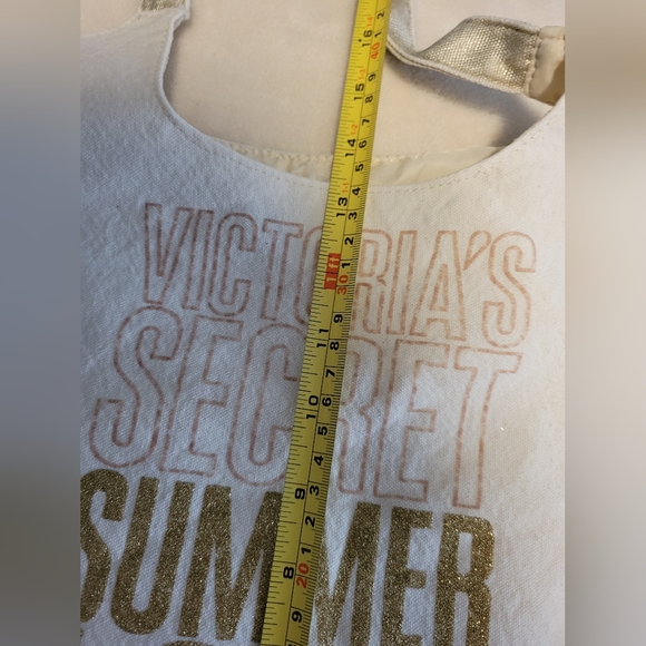 Victoria's Secret Summer Love Shimmer Canvas Sparkle Gold Tote Bag, Large Beach - Picture 7 of 8